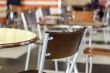 Tables and chairs in cafe in shopping center