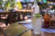 Ice cold lemonade served with mint leaves