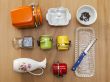 Multi-colored ceramic kitchen ware, top view