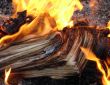Flame of burning paper sheet stack