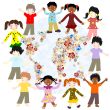 Happy children of different races around the world