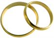 Two isolated wedding gold rings