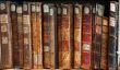 Row of old books cover spines