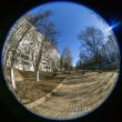 Pushkino, Russia. City spring landscape, fisheye view