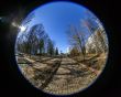 Pushkino, Russia. City spring landscape, fisheye view