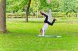 Jumping girl in summer