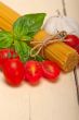 Italian spaghetti pasta tomato and basil