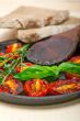 baked cherry tomatoes with basil anf thyme