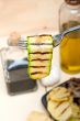 grilled zucchini courgette on a fork