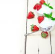 organic Greek yogurt and strawberry