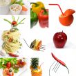 Organic Vegetarian Vegan food collage  bright mood