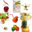 Organic Vegetarian Vegan food collage  bright mood