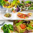 salad collage composition nested on frame