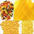 various type of Italian pasta collage