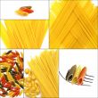 various type of Italian pasta collage