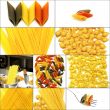 various type of Italian pasta collage