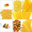 various type of Italian pasta collage