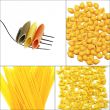 various type of Italian pasta collage