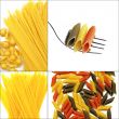 various type of Italian pasta collage