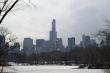 Midtown in winter from Central Park by and frozen podn