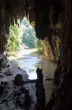 Entrance to the Tham Lod cave with stalactite and stalagmite