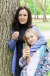 Mother and daughter eating