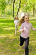 Cute two running girls