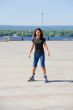 Young woman on roller skates