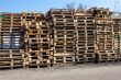 The big stack of wooden cargo pallets