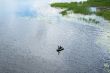 Two fishermen in the rubber boat