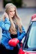 Young girl and her car