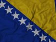 Close up of Ruffled Bosnia and Herzegovina flag