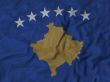 Close up of Ruffled Kosovo flag