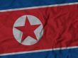 Close up of Ruffled North Korea flag